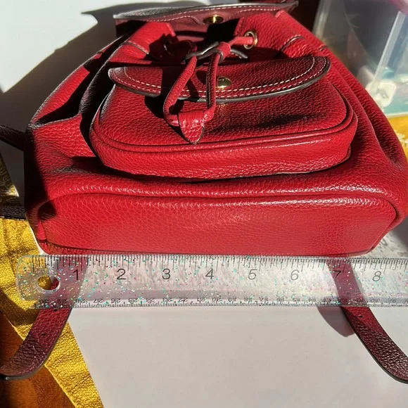Coach Women's Pennie Pebble Leather Red Backpack 22